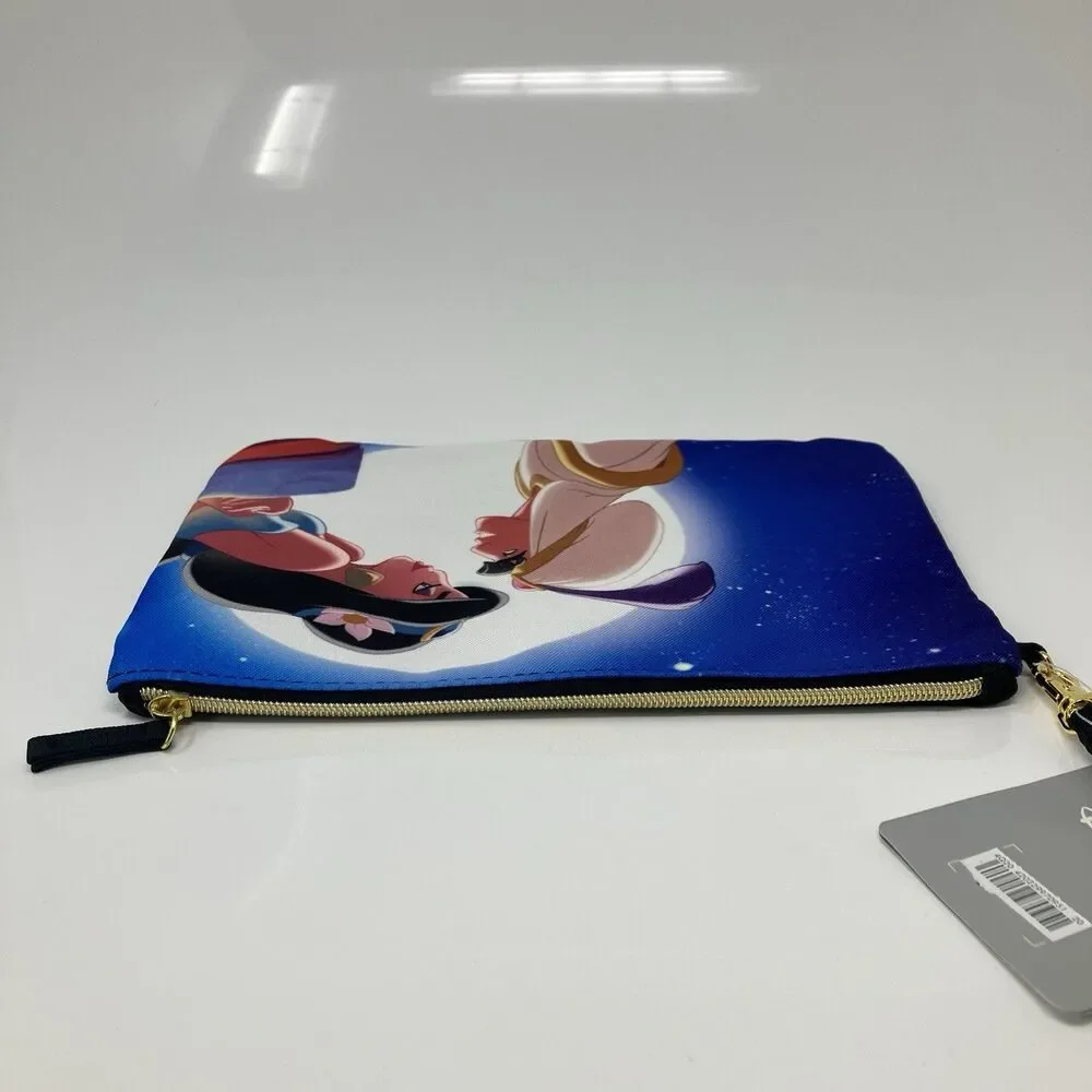 Disney Wristlet Aladdin Embroidered Princess Jasmine Travel Pouch Black Gold
